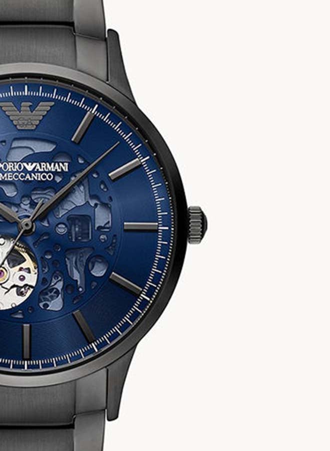 Emporio Armani Renato Automatic Blue Dial Grey Steel Strap Watch For Men - AR60056 - Image 5